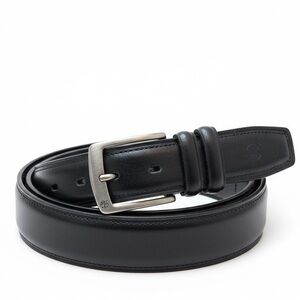 Timberland Men's Sz 32 Genuine Leather Belt Black Silver Buckle Casual